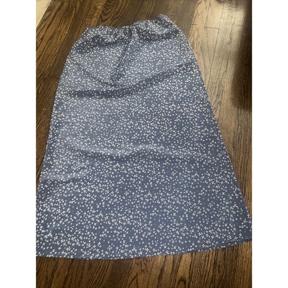 Vtg Floral Ditsy Modest Elasticized Waist Pull-On Maxi Bias Cut Skirt Large - Picture 2 of 7